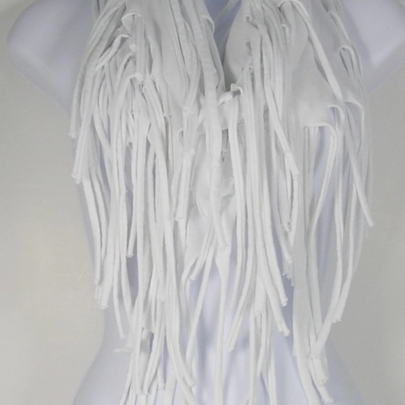 Black Cotton Fringe Scarf Fringed Infinity Scarves - Picture 2 of 2